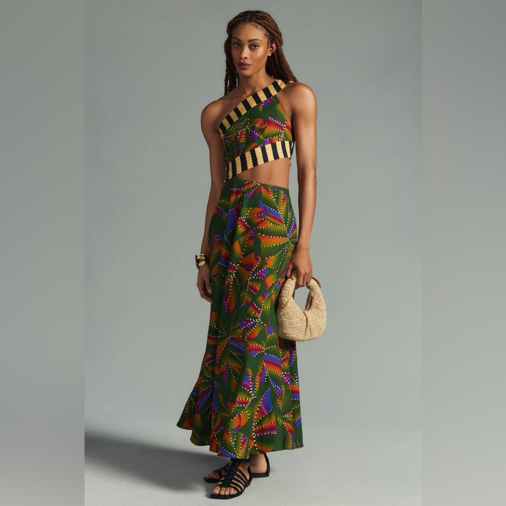 NWT Farm Rio One-Shoulder Cutout Maxi Dress sz L